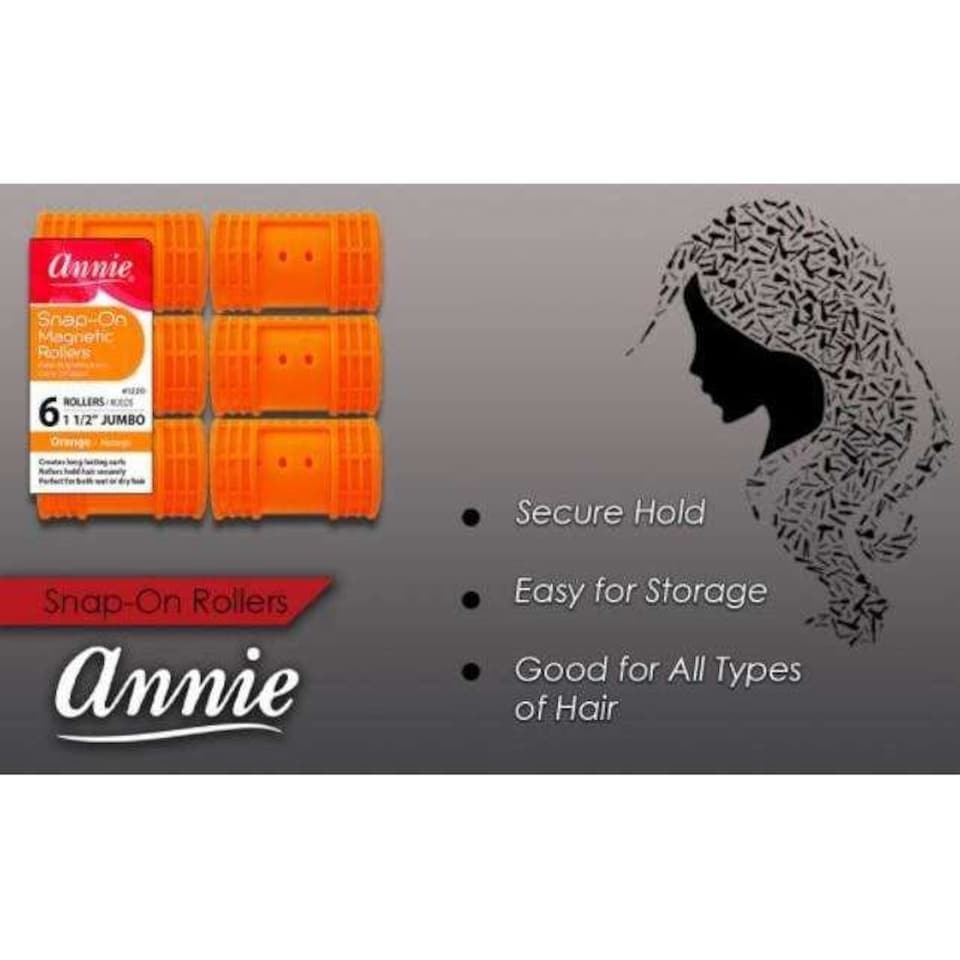 image 1 of Annie Snap-On Magnetic Rollers Size Jumbo 6Ct Orange 1220