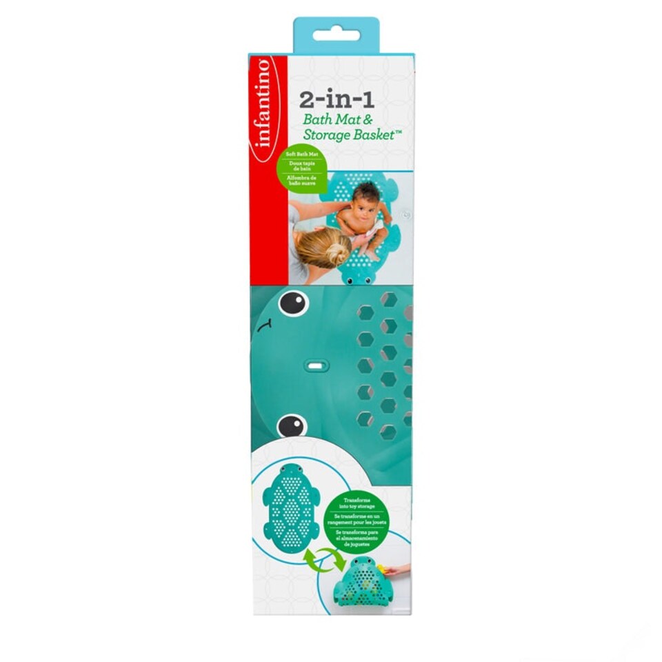 image 1 of Infantino 2-in-1 Bath Mat & Storage Basket Turtle