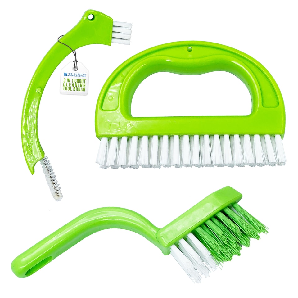 image 1 of Grout & Tile Cleaning Brush Set 3 in 1 Tool for Cleaning Bathroom Tiles and Showers