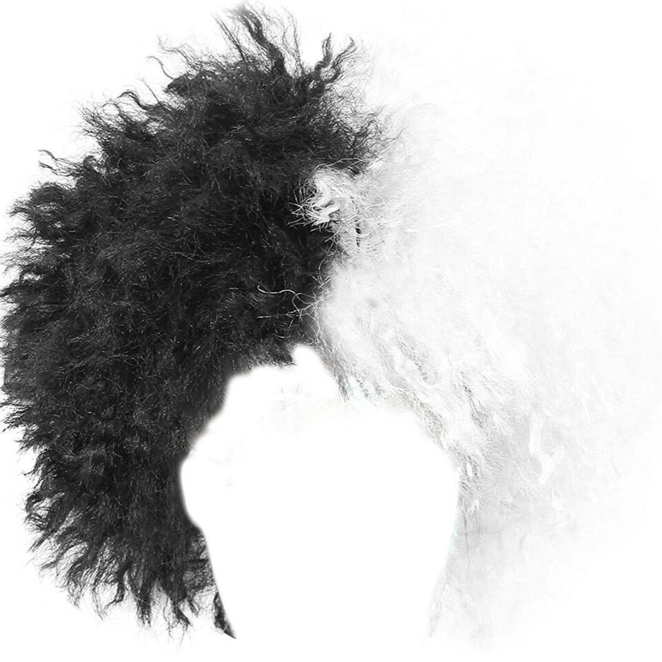 image 1 of Evil Dog Lady Black and White Wig - Messy Wig Black | One Size