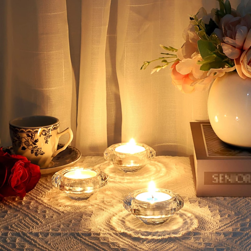 image 1 of Glass Tealight Holders | Clear | 3