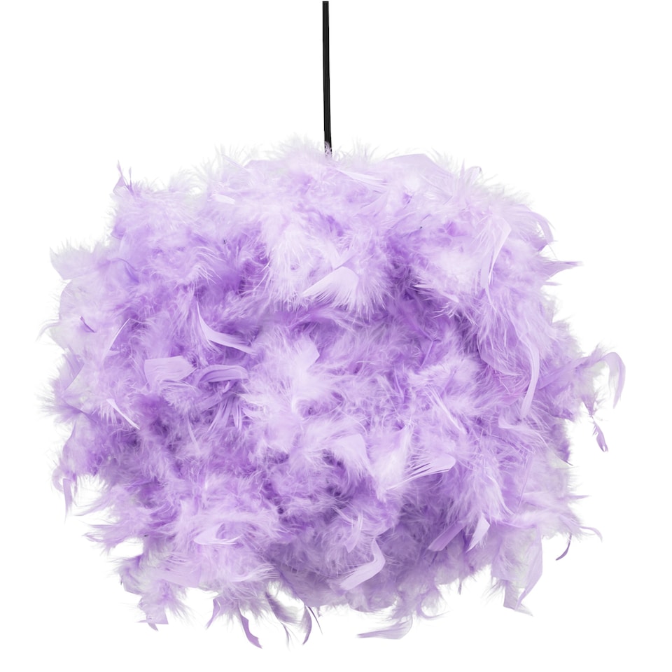 image 1 of Eye-Catching and Modern Small Lilac Feather Decorated Pendant Lighting Shade | Purple