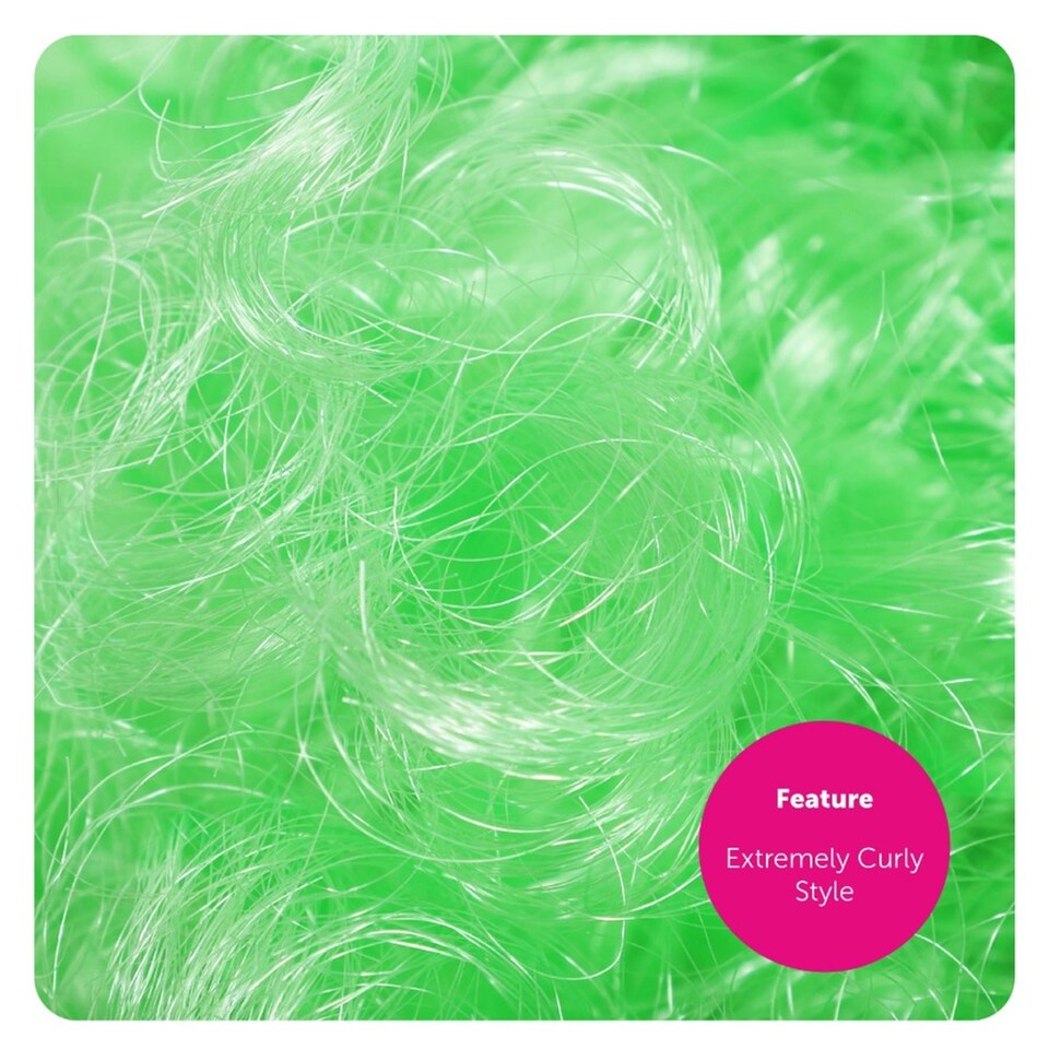 image 1 of Supporters Green and White Curly Wig | Green | 6