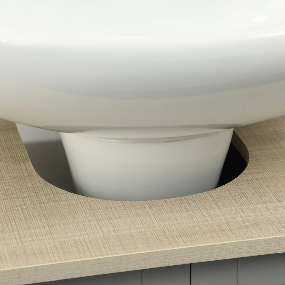 image 1 of kleankin Bathroom Under Sink Cabinet with Adjustable Shelf, White, Grey Grey | Grey