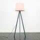 image 1 of ValueLights Modern Grey Wood Tripod Design Floor Lamp With Pink Shade