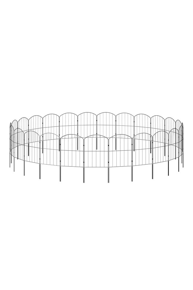 image 1 of Living and Home 25Pcs Arched Metal Garden Edging Fence Panels,31 W x 61 H cm | Black | 31cm(W) x 61cm(H)