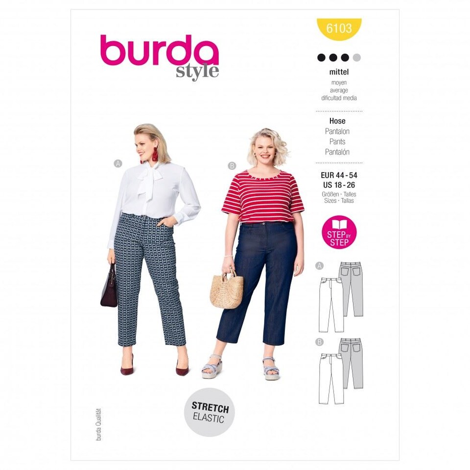 image 1 of Burda 6103 Paper Sewing Pattern – Women’s Trousers, Sizes 44–54, Intermediate