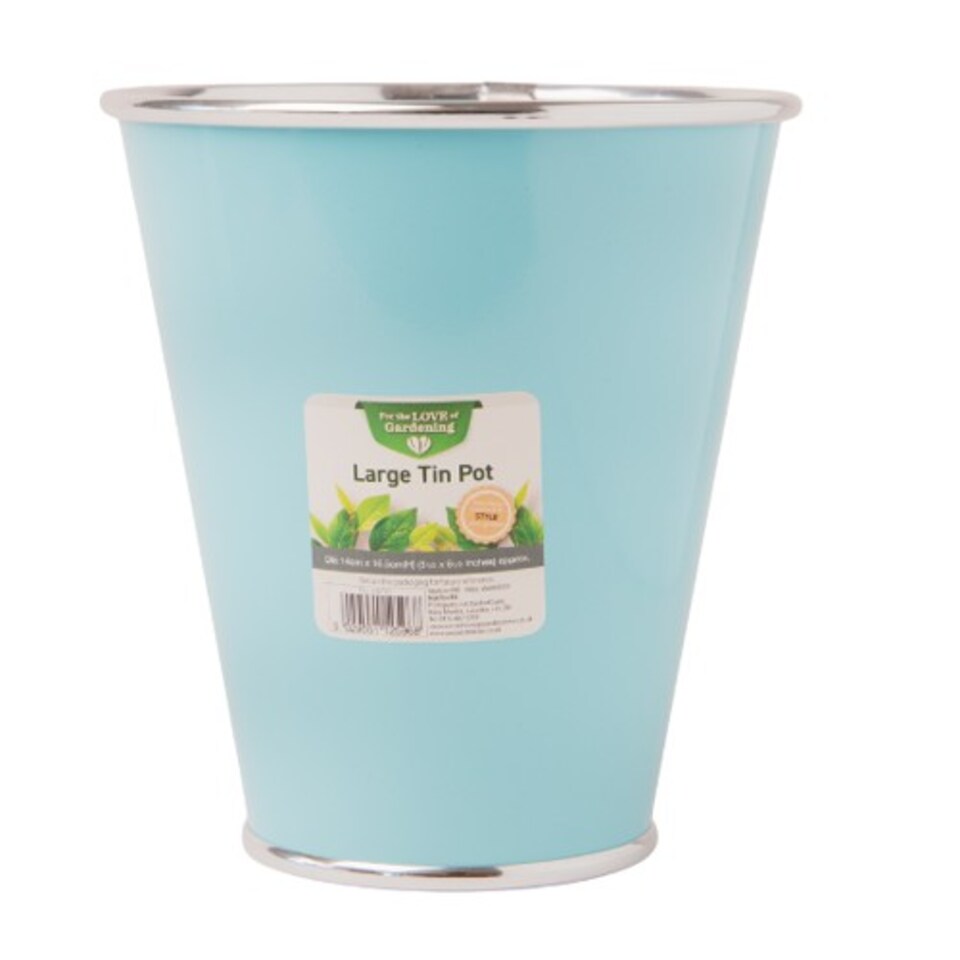 Decorative Large Tin Colourful Plant Pot 17cm | Blue | Blue | S | 1