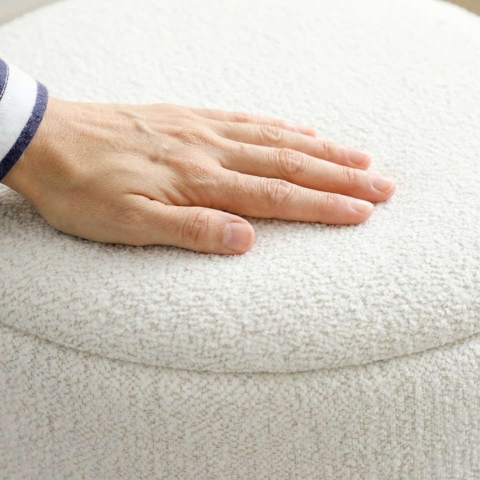 image 1 of HOMCOM Round Storage Ottoman Set of 2, Nesting Footrest Stool | Grey | Cream and grey | Φ36 x 45H cm (large), Φ31.5 x 39H cm (small)
