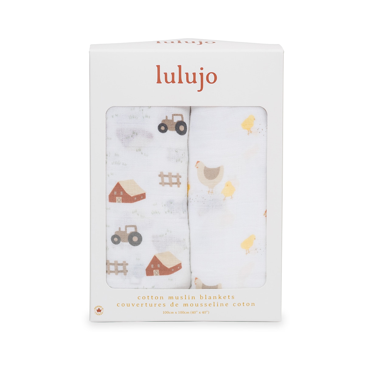Lulujo 2-pack Cotton Swaddles - Barnyard / Hen & chicks