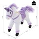 image 7 of HOMCOM Kids Plush Ride-On Unicorn, with Realistic Sounds, Handlebar, Purple