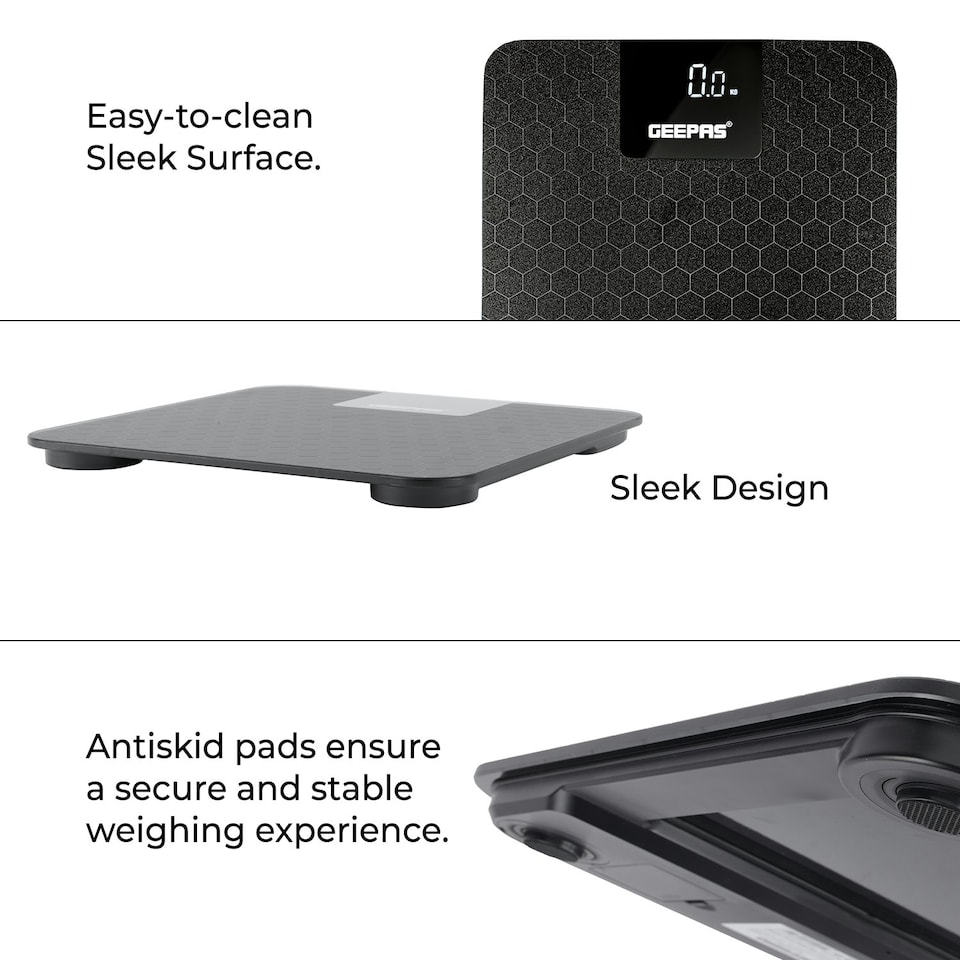 image 1 of GEEPAS Digital Bathroom Scales for Body Weight, Black