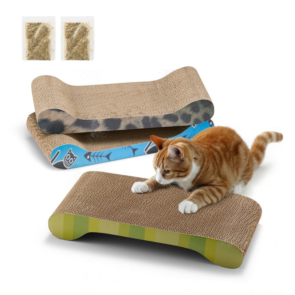 image 1 of Milo & Misty Cat Scratching Boards with Catnip Pack of 3