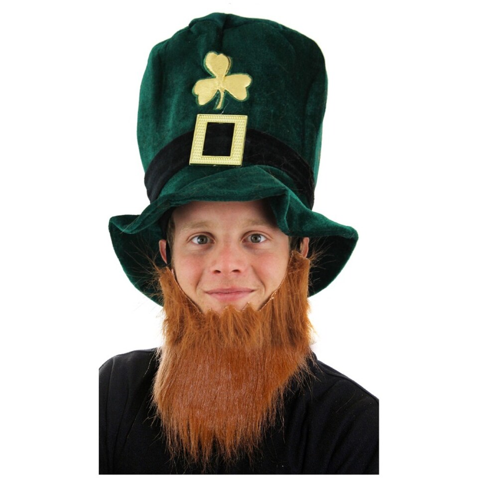 image 1 of Irish Leprechaun Hat with Beard | Green | 1