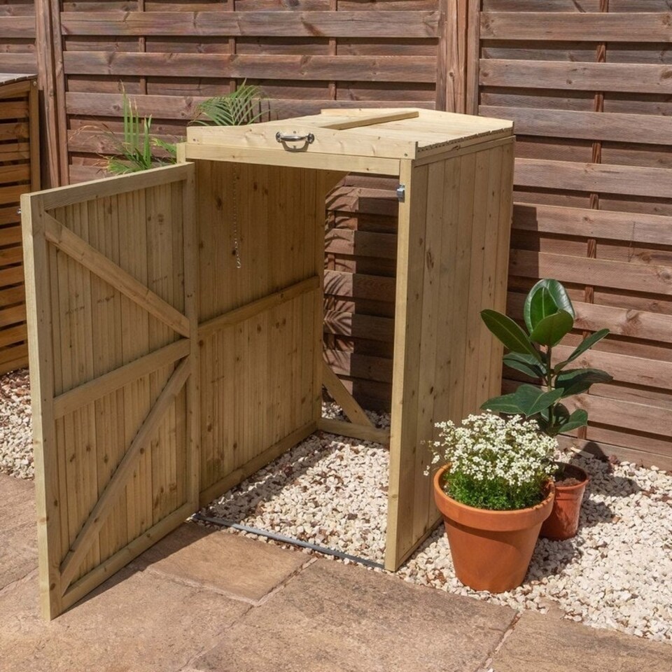 image 1 of Pressure Treated Premium Single Bin Store - Timber - L80 x W72 x H117 cm - Brown Brown
