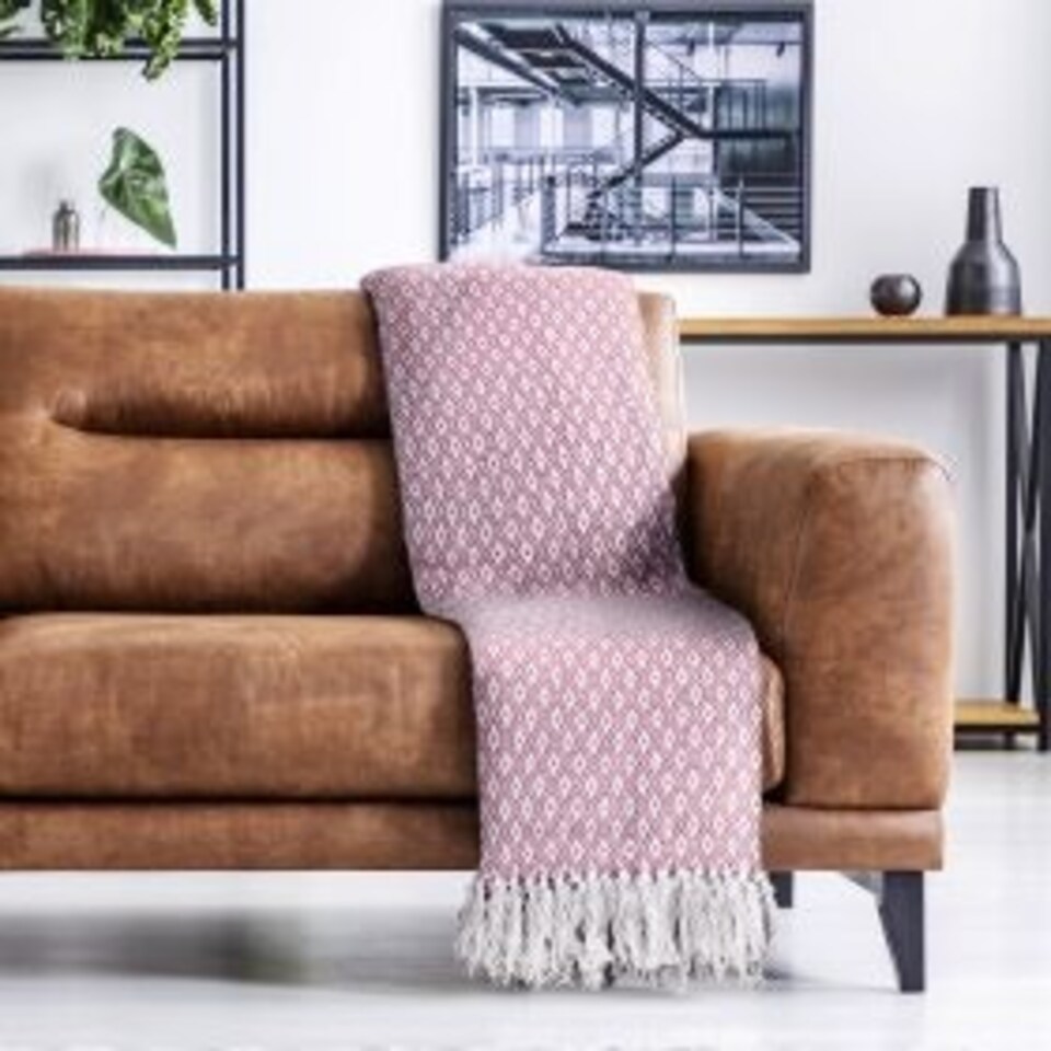 image 1 of Stockholm Collection Recycled Cotton Throw in Blush Pink (50" x 60") Pink | Pink