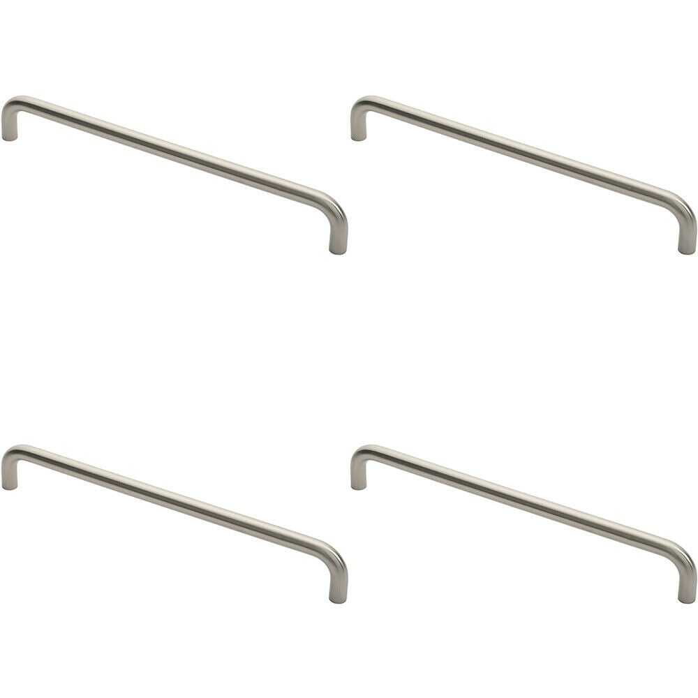 Loops 4x Round D Bar Pull Handle 444 x 19mm 425mm Fixing Centres Satin Steel in Metallics