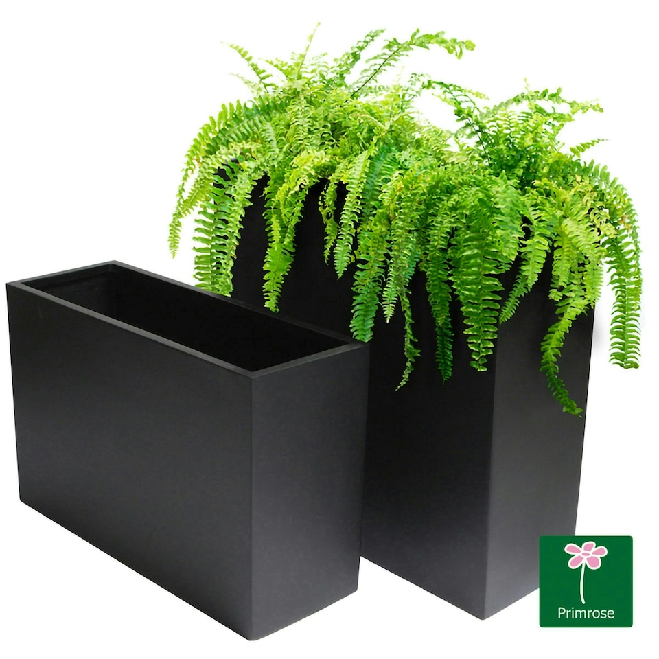 image 1 of Primrose Fibreglass Tall Trough Planter in Matt Black 90cm