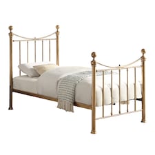 Hampstead Traditional Style Distressed Antique Brass Effect Metal Bed Frame | Bronze | Antique Brass | Single