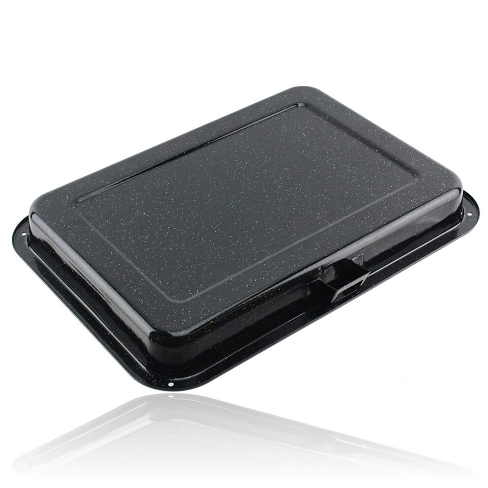 image 1 of SPARES2GO Small Grill Pan, Rack & Detachable Handle for Neff Oven Cookers (Non-Stick Vitreous Enamelled)