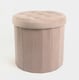 image 4 of OHS Matte Velvet Soft Round Foldable Footstool Seat Storage Organiser Ottoman | Cream | Natural
