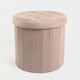 image 4 of OHS Matte Velvet Soft Round Foldable Footstool Seat Storage Organiser Ottoman | Cream | Natural