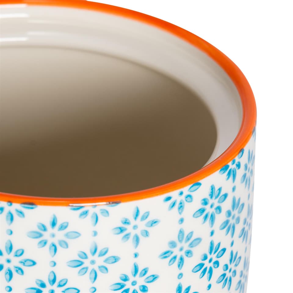 image 1 of Nicola Spring Hand-Printed Kitchen Canister - 1 Litre - Blue | Multi | Multi