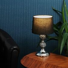 ValueLights Decorative Chrome & Mosaic Crackle Glass Table Lamp with a Black Shade - Complete with a 4w LED Bulb 3000K Warm White