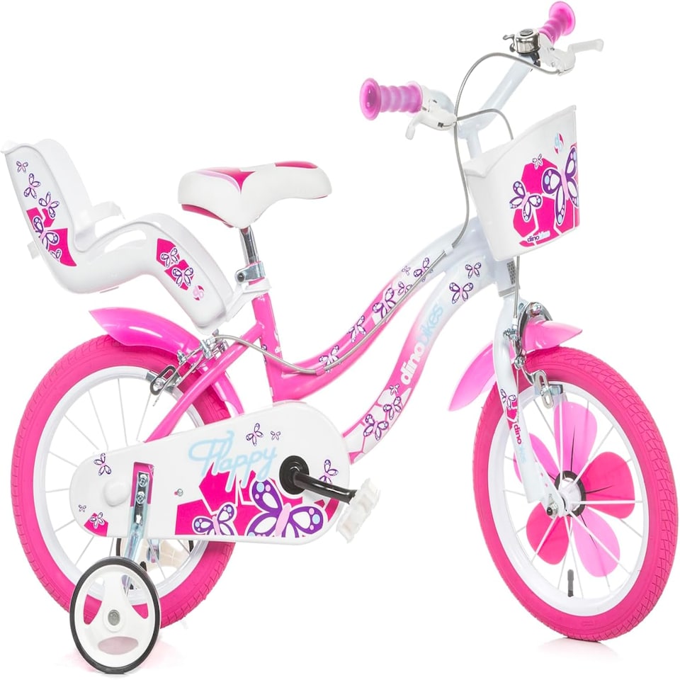 Dino Flappy 16" Kids Bike - White/Pink