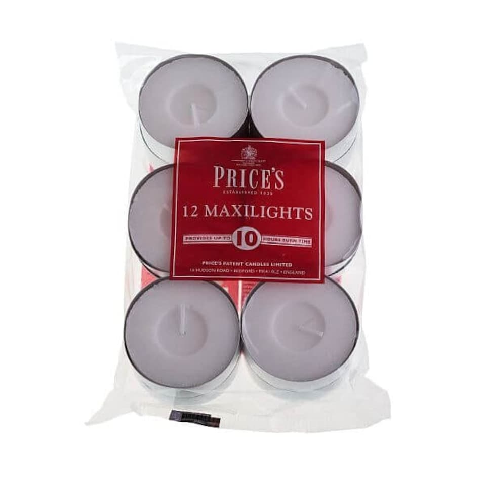 image 1 of Prices White Maxi Tealights Pack of 12