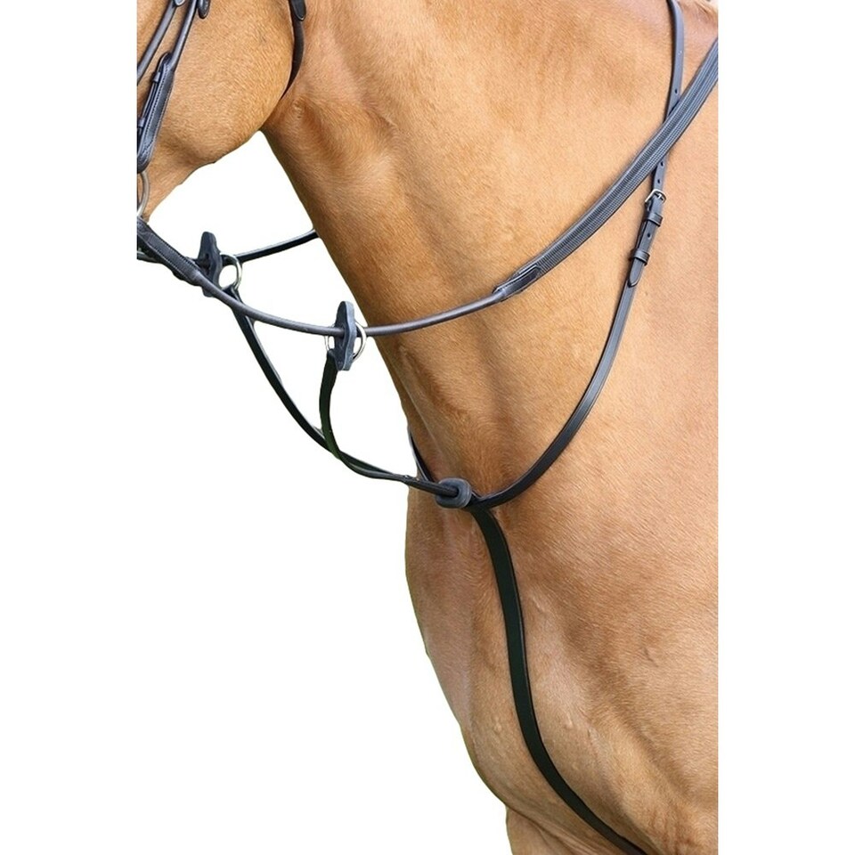 Aviemore Leather Horse Running Martingale - Black - Full