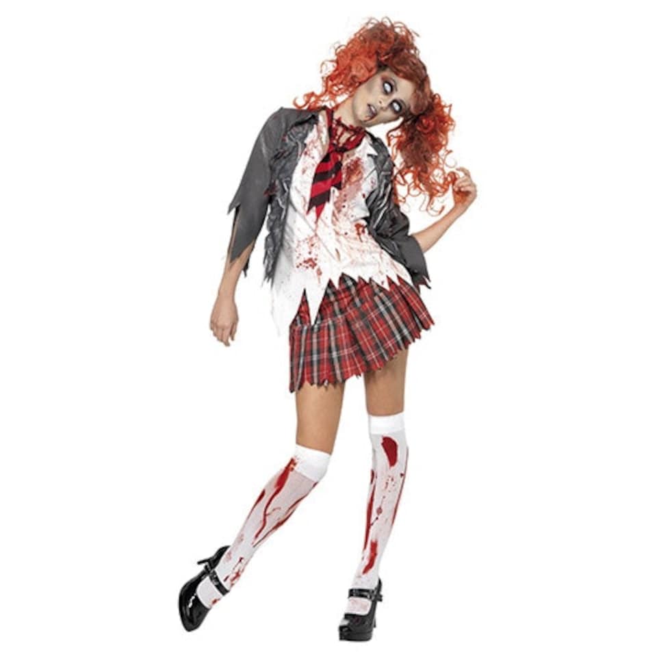 image 1 of High School Horror Zombie Schoolgirl Fancy Dress Costume Ladies Medium - UK 12-14 | Multi | 12