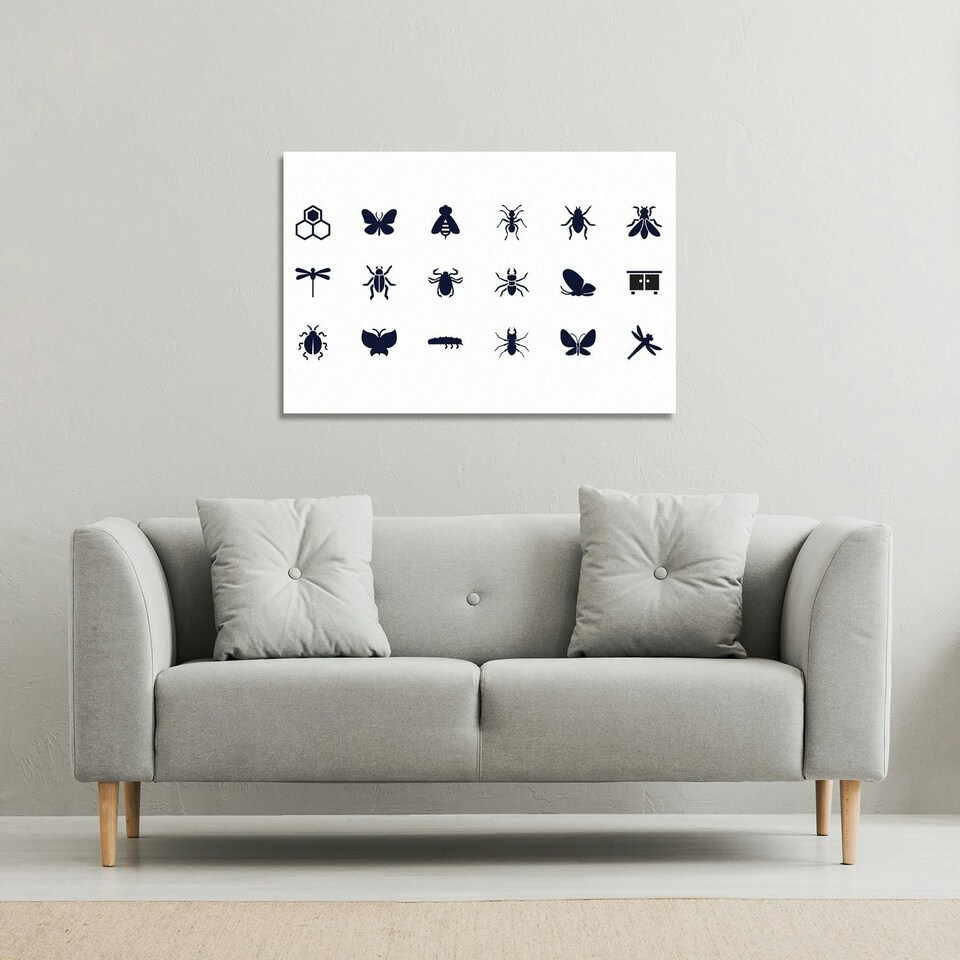 image 1 of Insect icons (Canvas Print) 61 x 41 x 4cm