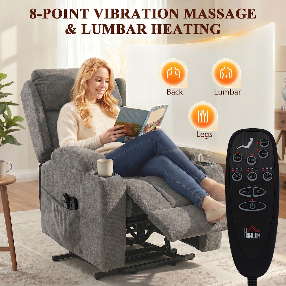 image 1 of HOMCOM Power Recliner Chair w/ Massage and Heat, Electric Lift Chair