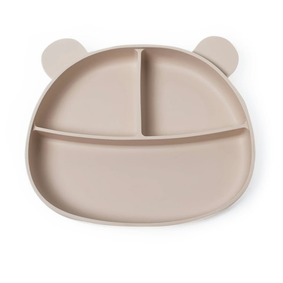 image 1 of Callowesse Silicone Divided Baby Suction Plate | BPA-Free | Dishwasher Safe | Microwave Safe Cream