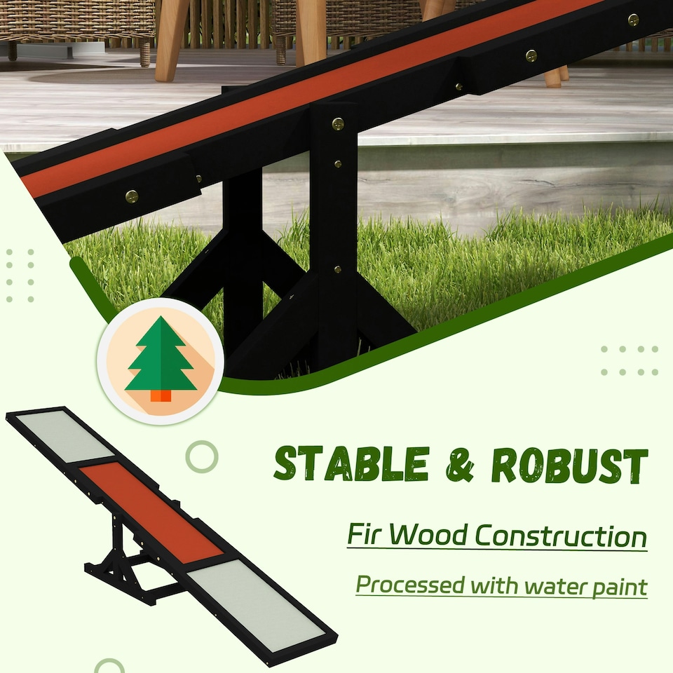 image 1 of PawHut Wooden Pet Seesaw for Big Dogs with Anti-Slip Surface, Black