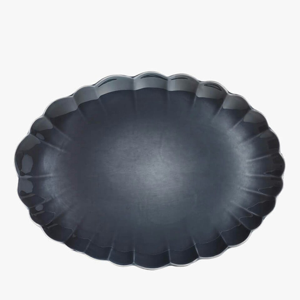 image 1 of MM Living Ceramic Scallop Serve Platter Grey