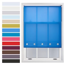FURNISHED Roller Blinds with Chrome Round Eyelets and Metal Fittings Cut to Size Sheer Window Shade | Blue | Blue | (W) 210cm x (L) 210cm
