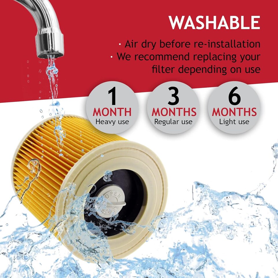 image 1 of SPARES2GO High Filtration Large Bags + Filter Cartridge for Karcher WD3 WD3P MV3 Wet & Dry Vacuum Cleaner (Pack of 10 + Filter)