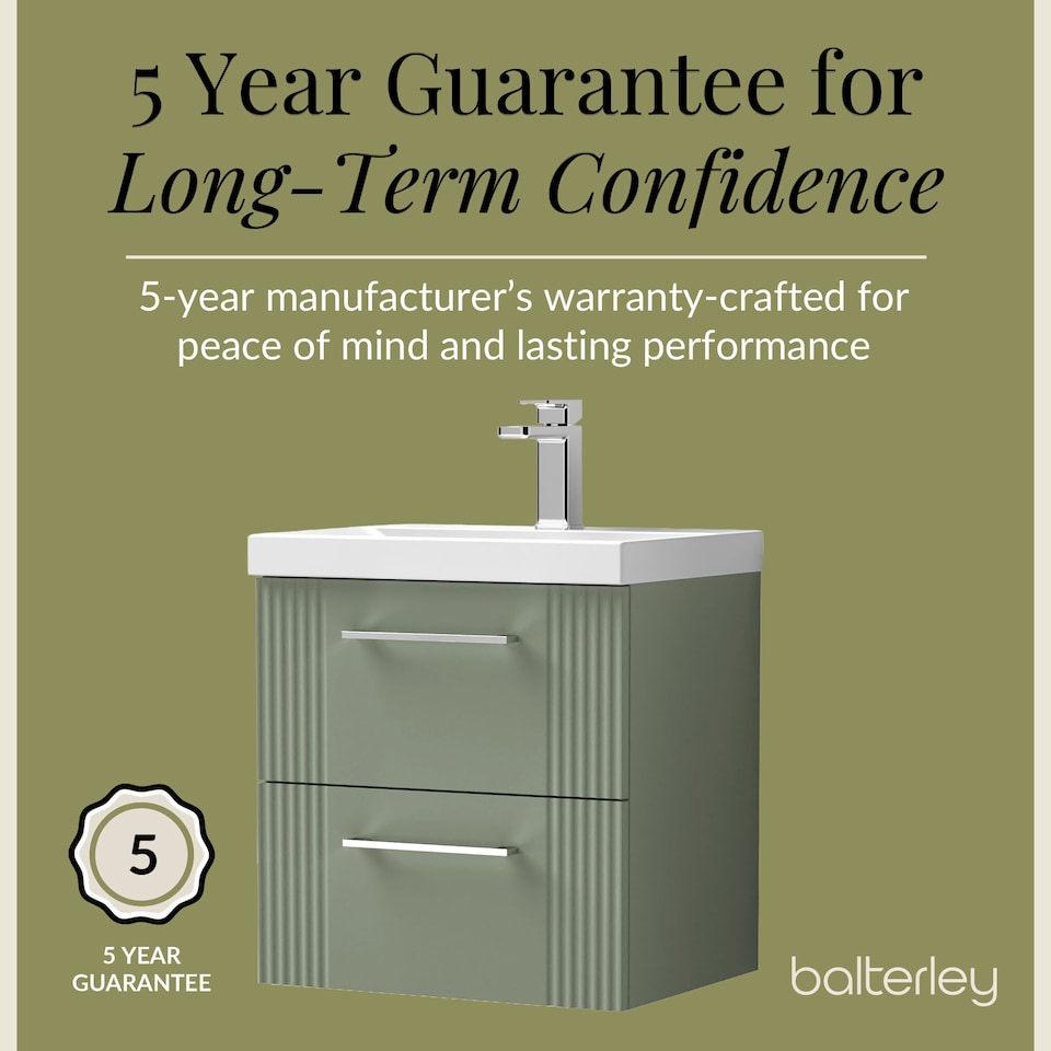 image 1 of Wall Hung 2 Drawers Vanity Unit - Mid-Edge Basin 500mm, Satin Green | Green | Satin Green | 390 x 510 x 540mm