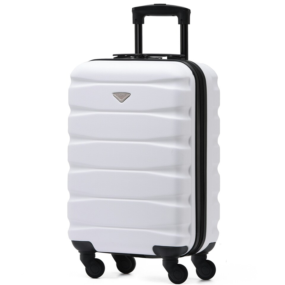 image 1 of 55x35x20cm Carry On Cabin Hard Shell Suitcase - 100+ Airlines Approved Including EasyJet (Paid), British Airways, Ryanair (Priority), TUI White | White/Black | Cabin Bag