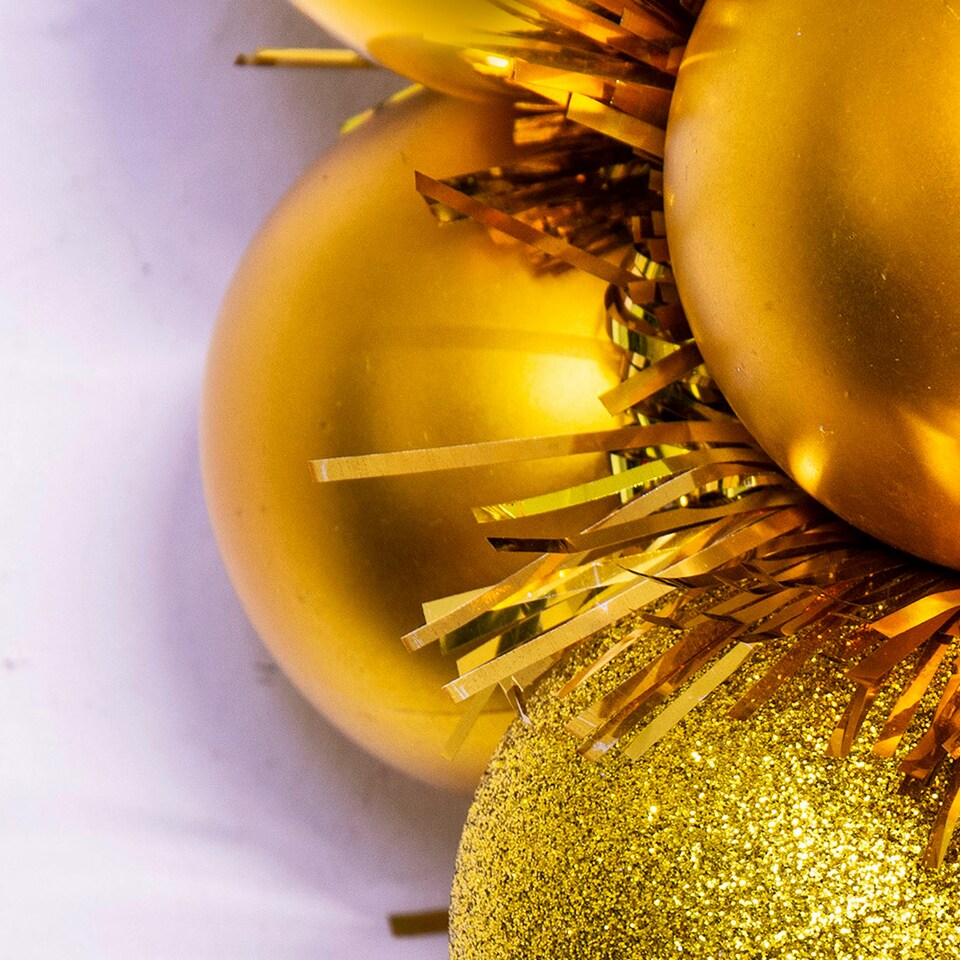 image 1 of Christmas Tree World 33cm Shatterproof Bauble Wreath - Gold