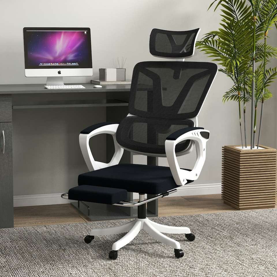 image 1 of Vinsetto Mesh Office Chair for Home with Lumbar Support, Footrest