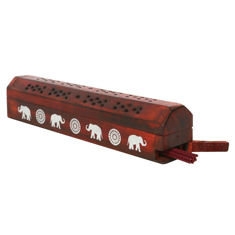 image 1 of Elements Rosewood Elephant Wooden Incense Gift Set - Brown/White - One Size