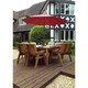 image 2 of Traditional Eight Seater Table Set with 6 x Chair Cushion, 1 x Bench Cushion, 1 x Burgundy Parasol & Base & Cushion Storage Bag