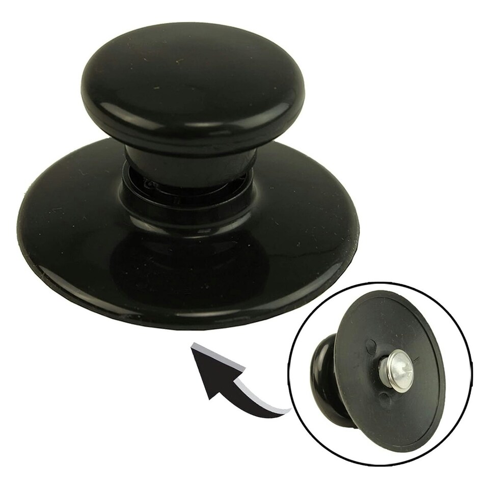 image 1 of SPARES2GO Glass Lid Knob & Safety Skirt compatible with Morphy Richards 3.5L 6.5L Slow Cookers (Black) Black