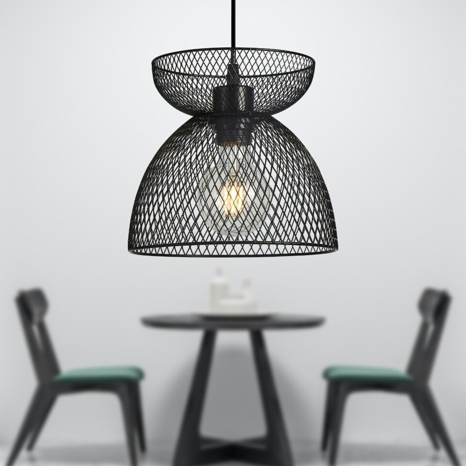 image 1 of First Choice Lighting Cassidy Medium Layered Black Mesh Ceiling Pendant Light Black