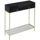 image 4 of Interiors by Premier Glamorous Gold Finish Console Table, Decorative Table For Livingrooms, Stylish Room Table With Glass Shelf Black