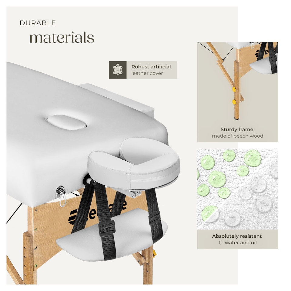 image 1 of Massage Table 3 Zones Massage Table Massage Bed Cosmetic With Lounger Bag Head- And Armrests | White | white | 1