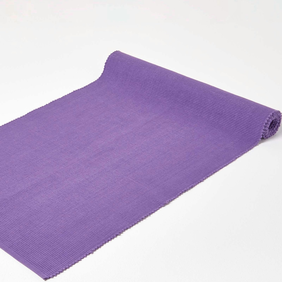 image 1 of Homescapes Cotton Plain Purple Table Runner - 44 x 178 cm | Purple